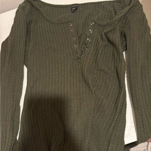 Olive Green Long Sleeve Top